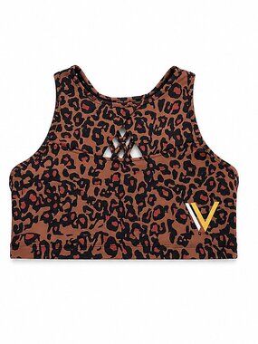 The Chestee Leopard Print Strappy Sports Bra | Size Large | High Support